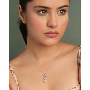 Pendentif en perle d'eau douce Dante en argent, plaqué rhodium, design géométrique, or rose, or, tendance, classique, fiançailles - Product Image 3
