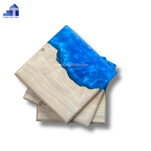 Artículo Popular: Juego de Posavasos de Madera y Resina Epoxi, 2 Piezas, Mezcla de Madera Azul, Hecho en Vietnam, Artículo Único y Duradero - Product Image 5