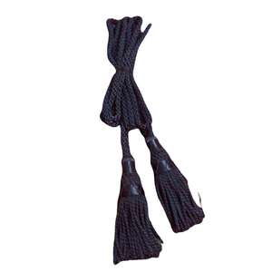 The image displays a black bagpipe silk <b>cord</b> with tassels Bagpipe <b>Cords</b> Black Silk - Product Image 2