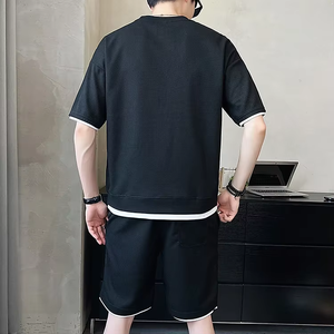 Vente en gros Fabricant Ensemble short personnalisé Polyester Ensemble t-shirt et short unis à col rond et ensemble t-shirt à imprimé bouffant - Product Image 3