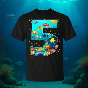 5th Birthday Boy <b>T</b>-<b>Shirt</b> for Sea <b>Fish</b> Aquarium Theme 5 Year Old Birthday Party Promotional <b>T</b>-<b>Shirt</b> - Product Image 3