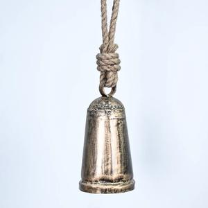 Vintage Metal Bell Pendant with Natural <b>Rope</b> <b>Chain</b> Elegant Handcrafted Necklace for Unique Boho Style Jewelry - Product Image 3