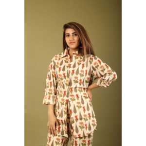 Conjunto de Dos Piezas de Mezclilla 100% Algodón con Estampado Floral Double Dandy, Talla XL, Pantalones Cómodos con Bolsillos, Top Corto para el Verano - Product Image 6