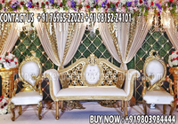 Conjunto de muebles de boda tallados en oro de diseñador, conjunto de sofá de escenario de boda moderno, conjunto de muebles nuevos de boda majestuosa de EE. UU. París