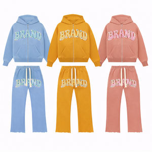 Conjunto Deportivo Personalizado para Hombre con Sudadera con Capucha y Cremallera, 100% Algodón, 2 Piezas, Sudadera con Capucha y Pantalones Deportivos Acampanados - Product Image 3