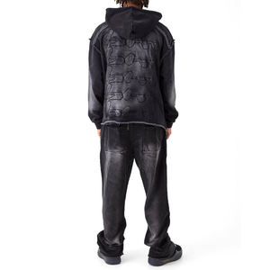 Brand Oversized Hooded Streetwear Winter Eco-Friendly 100% Cotton Graphic Print Sweat Suit Tracksuit Set for Daily Wear - Product Image 2