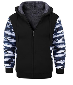 เสื้อฮู้ดผู้ชายบุขนแกะ หนา อุ่นสบาย สำหรับฤดูหนาว ลายพิมพ์ดิจิทัล สไตล์ลำลอง แนวสปอร์ต - Product Image 1
