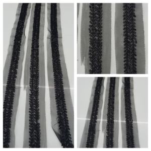 Haute Qualité Personnalisable Noir Perlé Net Dentelle Tissu Élégant Caractéristique Écologique pour Robes De Soirée Robes Chaussures De Mode - Product Image 3