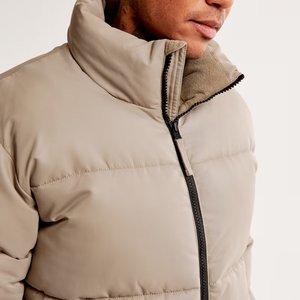 Chaqueta acolchada con burbujas de concha deportiva de gran tamaño para hombre, chaqueta acolchada de lana de invierno con cuello levantado y cremallera - Product Image 3