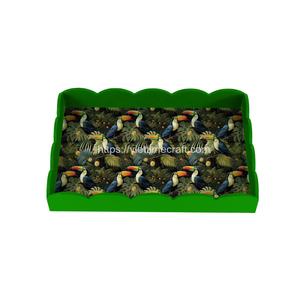 Plateau en laque du milieu du siècle en gros, plateau de service en bois, design tropical avec motif animal et feuille Vietnam - Product Image 3