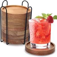Ensemble de sous-verres en bois d'ardoise élégante artisanale d'acacia de qualité supérieure