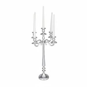 Candelabro de Aluminio de 5 Brazos Plateado para Decoración de Mesa en Bodas y Hogar - Product Image 1