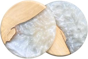 Handcrafted Wood <b>Epoxy</b> Round Beaded <b>Table</b> Coaster for Dining <b>Table</b> Wedding Christmas Decoration Family Gathering Parties - Product Image 2