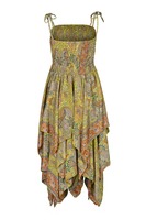ROBE EN SOIE PETITE taille Sari indien Nouveau style bohème Déesse Mouchoir ourlet longue robe soyeuse Petite taille moyenne fée