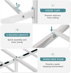 TRIHO-Marco de cama de metal con plataforma de estribo, proveedor de Vietnam, de hierro forjado, sólido, resistente, negro - Product Image 5