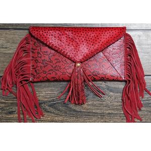 2025 vendedor superior de moda rojo genuino vaquera monedero para mujer axila bolsa con borlas y cierre de cremallera - Product Image 1
