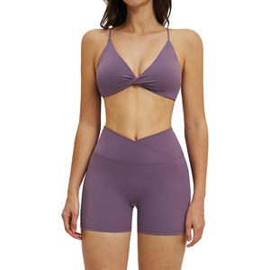 Wholesale Luxury Yoga Active wear Set for Ladies, Cross <b>Back</b> Sports Bra + Athletic Jacket with Gym Shorts + Yoga Legging - Product Image 5