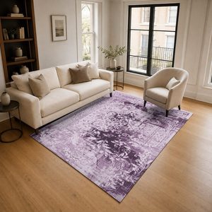 Alfombra de Chenilla Lavable a Máquina con Estampado Digital Tradicional Anatolia Rosa Ciruela, Antideslizante, Modelo LXDP-0067 de RUGS DEPOT, Venta al Por Mayor - Product Image 2