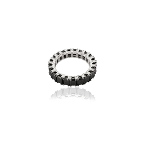 Bijoux de haute qualité 100% forme de baguette naturelle diamant noir solide 18K or blanc pleine bague d'éternité pour hommes et femmes - Product Image 6
