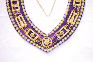 Collar Masónico de Maestro Masón con Cadena de Plata y Pedrería, Collar de Terciopelo Azul Personalizado - Product Image 3