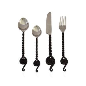 Ensemble de couverts sophistiqué en acier inoxydable de style américain 4 pièces Design haut de gamme en argent de qualité supérieure - Product Image 4