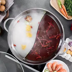 Hot Sale Easy Clean Stainless Steel Hot Pot Shabu Two-Flavored Induction Cooking Pot For Family / Hot Pot