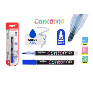 Pennarello contorno blu personalizzato con inchiostro permanente per carta metallica lavagna penne a secco - Product Image 1