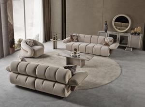 Set <span class=keywords><strong>di</strong></span> Divani in Tessuto <span class=keywords><strong>di</strong></span> Lusso Moderno, Arredamento Contemporaneo per Soggiorno, <span class=keywords><strong>Divano</strong></span> Curvo Trapuntato a 3 Posti - Product Image 5