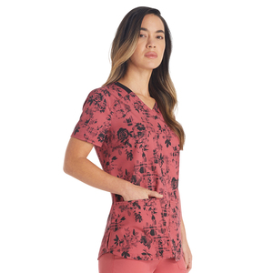 Quantité minimale de commande bas liquidation femmes Grunge N Roses imprimer gommage haut personnalisé Polyester tricoté tissu Sublimation uniforme gommages costumes - Product Image 5