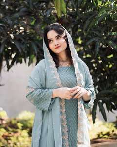 Venta al por mayor de ropa india y pakistaní Fancy Faux Georgette Salwar Suit con pantalón pesado de microalgodón y Dupatta incluido - Product Image 3