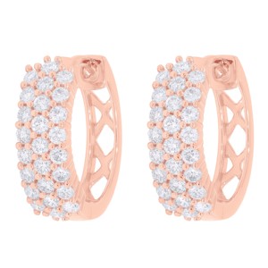 Delicate <b>Moissanite</b> Caress 1.00Ct Round <b>Moissanite</b> Hoop <b>Earrings</b> in 14K Rose Gold WholeSale OEM - Product Image 3