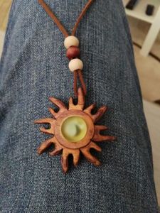 VOUS COLLIERS POUR FEMMES HOMMES NATUREL GRAND BOHO TRIBAL SONO BOIS Pendentif sur cordon réglable Collier fait main - Product Image 2