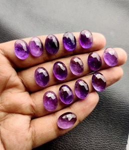 Venta al por mayor de piedras preciosas de cuarzo amatista natural, cabujones de corte de Rosa facetados de alta calidad, tamaños sueltos ovalados, 3x5mm, 15x20mm, planos - Product Image 2