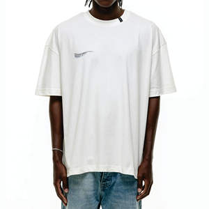ODM Design T-shirt en coton blanc pour hommes T-shirt surdimensionné à épaules tombantes T-shirts avec impression de qualité personnalisée - Product Image 5