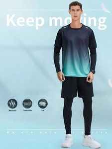 Conjunto personalizable de cuatro piezas sublimado 100% poliéster deportes kit secado rápido ligero fútbol uniforme de fútbol traje completo estampado - Product Image 3
