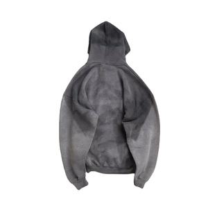 เสื้อฮู้ดสำหรับผู้ชายผ้าเฟรนช์เทอร์รี่100% แบบมีฮู้ดสีดำซีดไปด้วยกรดสามารถซักได้ - Product Image 3