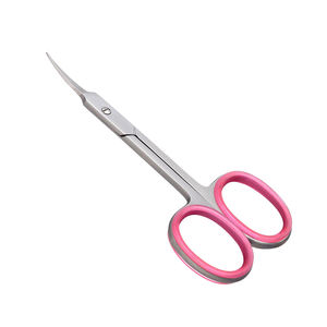 Ciseaux à cuticules en acier métallique avec anneau en caoutchouc, lames fines et extra-tranchantes pour manucure russe, pour ongles en acrylique - Product Image 3