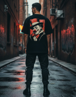 Camiseta con gráfico de payaso Pennywise de película de terror, camiseta informal negra de manga corta para hombre