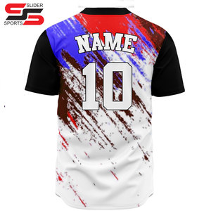 Venta caliente sublimación de manga corta al aire libre béisbol liso camisetas uniformes personalizado botón abajo béisbol Jersey - Product Image 2