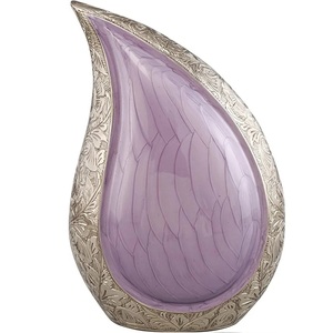 Hermosa urna de cremación en forma de lágrima impresa en blanco, urna conmemorativa de aluminio grabada con acabado plateado para cenizas funerarias - Product Image 2