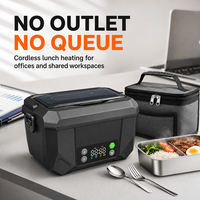 Chauffe-plat portable sans fil 100W, boîte chauffante pour repas, chauffe-repas à batterie, boîte à lunch chauffante rechargeable pour les travailleurs