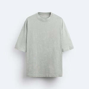 เสื้อยืดผ้าคอตตอนลาย100% ของผู้ชายเสื้อยืดโอเวอร์ไซซ์ไหล่ตกไซส์ออกแบบโลโก้ได้ตามต้องการ - Product Image 3