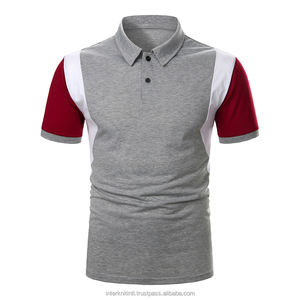 Camiseta de Manga Corta Tejida para Hombre |   Diseño de solapa con estampado de bloques de color en el pecho y tres rayas, 100% algodón transpirable para venta al por mayor - Product Image 1