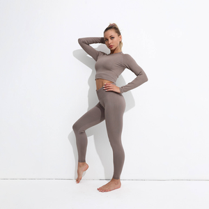 Logotipo personalizado de secado rápido de alto rendimiento para mujer, mallas elegantes de talla grande de color sólido liso a la moda, conjuntos de Tallas grandes - Product Image 6