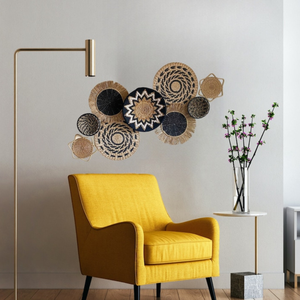 GRANDE VENTE 2024: Ensemble de paniers muraux décoratifs ronds en jonc de mer | Assiettes de décoration murale fabriquées au Vietnam - Product Image 5