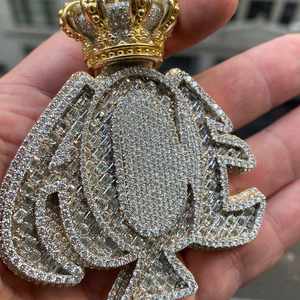 จี้เงินแท้ 925 สำหรับผู้ชาย ดีไซน์แบบ Cuban Link ประดับเพชร VVS ผ่านการทดสอบ พร้อมเคลือบเงา - Product Image 1