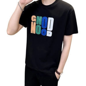 Lettre personnalisée impression hommes lâche tricoté T-Shirt 100% coton à la mode Streetwear graphique doux tissé 280g en vrac disponible court OEM - Product Image 2