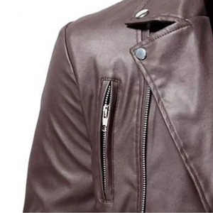 Chaqueta de cuero de estilo callejero para hombre de calidad superior Capucha de cuello punk con chaquetas de cuero de manga larga para montar en moto - Product Image 3