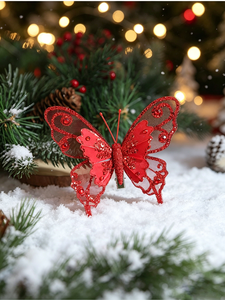 Farfalle Artificiali Realistiche Premium Glitterate Resistenti alle Intemperie per Decorazioni Casa, Matrimoni, Feste e Natale - Product Image 6