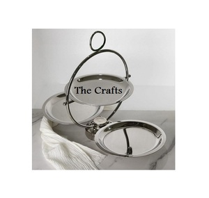 ที่วางเค้กสีเงินทรงกลมแบบหรูหราแท่นวางเค้กขนมหวาน3ชั้นทำจากสเตนเลสสตีล - Product Image 3